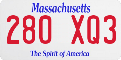 MA license plate 280XQ3
