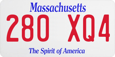 MA license plate 280XQ4