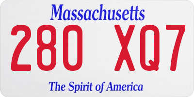 MA license plate 280XQ7