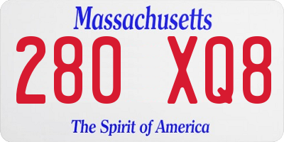 MA license plate 280XQ8