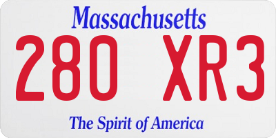 MA license plate 280XR3