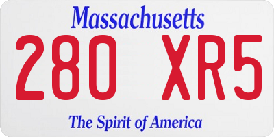 MA license plate 280XR5