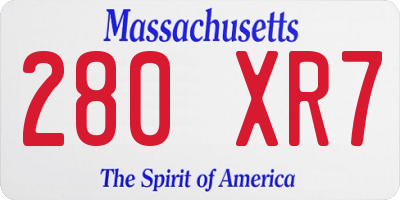 MA license plate 280XR7