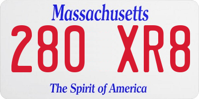 MA license plate 280XR8
