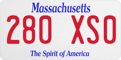 MA license plate 280XS0