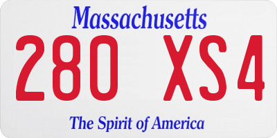 MA license plate 280XS4