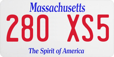 MA license plate 280XS5