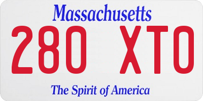 MA license plate 280XT0
