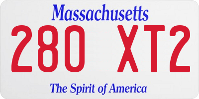 MA license plate 280XT2