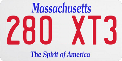 MA license plate 280XT3