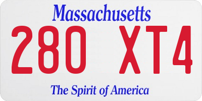 MA license plate 280XT4