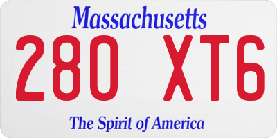 MA license plate 280XT6