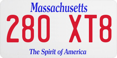 MA license plate 280XT8