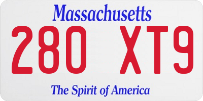 MA license plate 280XT9