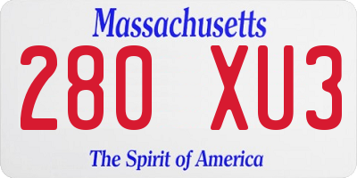 MA license plate 280XU3
