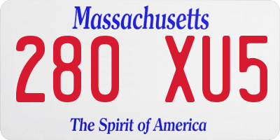 MA license plate 280XU5