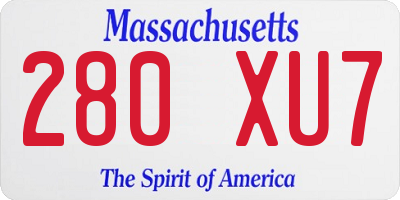 MA license plate 280XU7