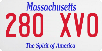 MA license plate 280XV0