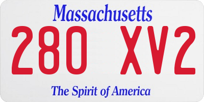 MA license plate 280XV2