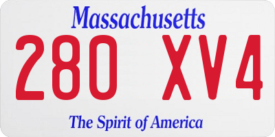 MA license plate 280XV4
