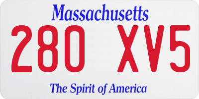 MA license plate 280XV5