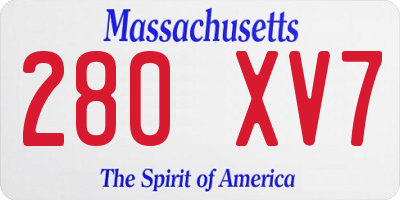 MA license plate 280XV7