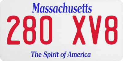 MA license plate 280XV8