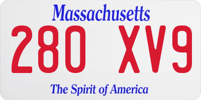 MA license plate 280XV9