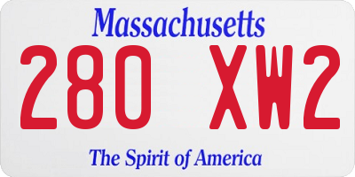 MA license plate 280XW2