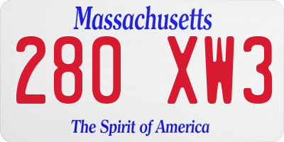 MA license plate 280XW3