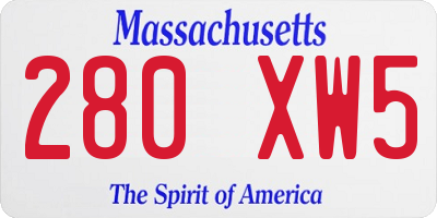 MA license plate 280XW5