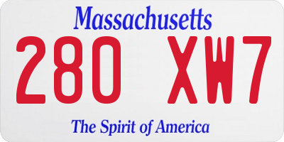 MA license plate 280XW7