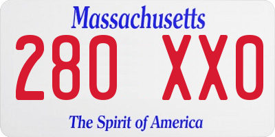 MA license plate 280XX0