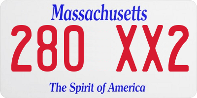 MA license plate 280XX2