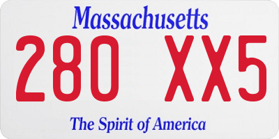MA license plate 280XX5