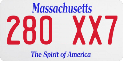 MA license plate 280XX7