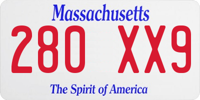 MA license plate 280XX9