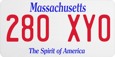 MA license plate 280XY0