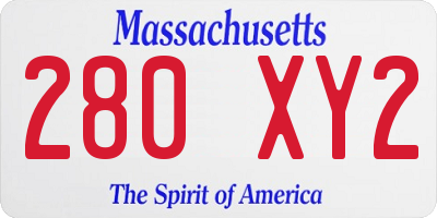 MA license plate 280XY2