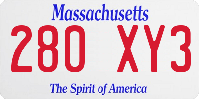 MA license plate 280XY3