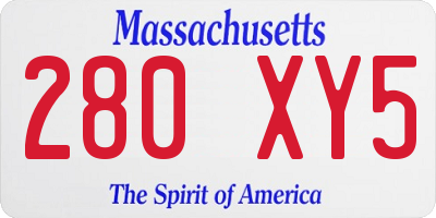 MA license plate 280XY5