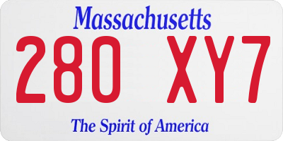 MA license plate 280XY7