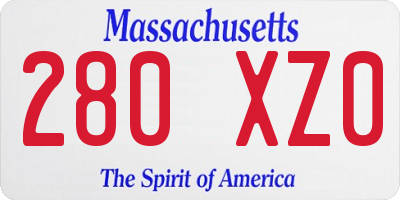 MA license plate 280XZ0