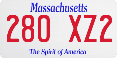 MA license plate 280XZ2