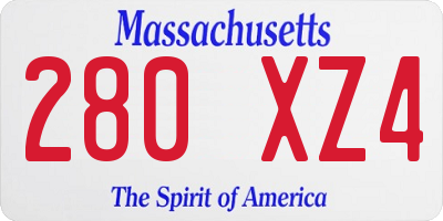 MA license plate 280XZ4