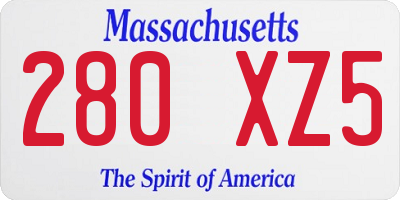 MA license plate 280XZ5