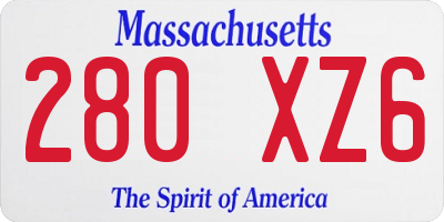 MA license plate 280XZ6