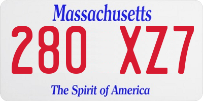 MA license plate 280XZ7