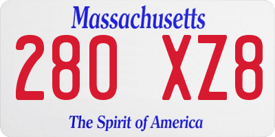 MA license plate 280XZ8