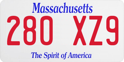 MA license plate 280XZ9